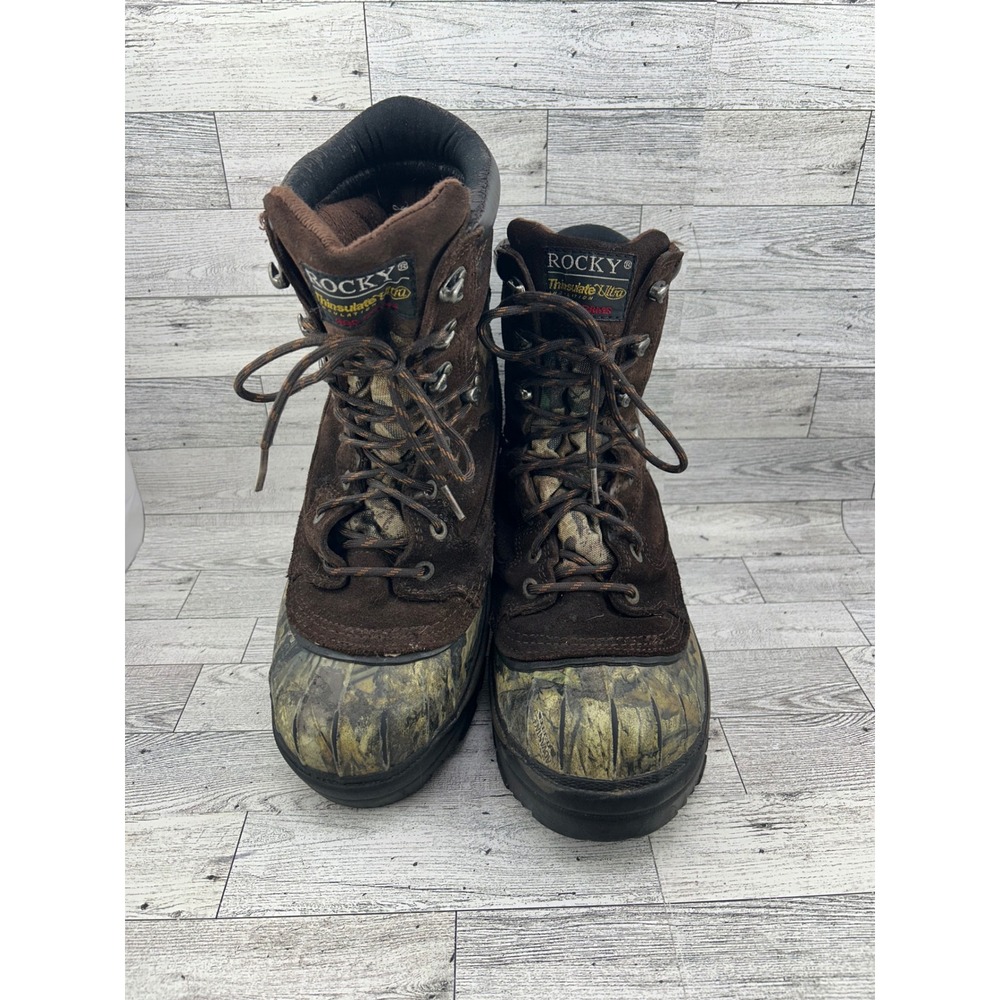 Rocky 7654 Mens Brown Camo 600g Thinsulate Ultra Insulated Hunting Boots Size 7M